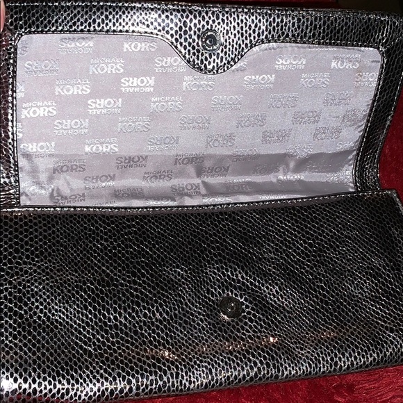 MK Silver Snakeskin Clutch - Picture 2 of 4